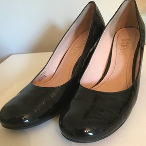 Franco Sarto Black Patent Wedges